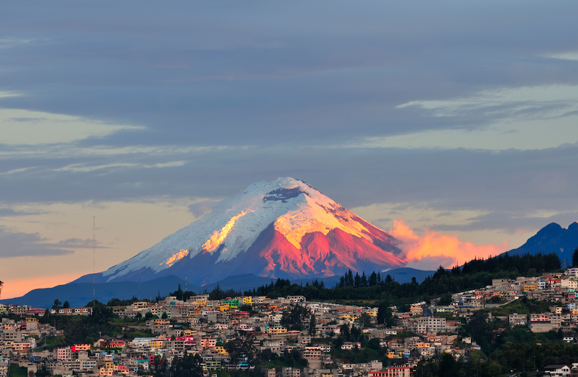 Cotopaxi Volcano in sunset
