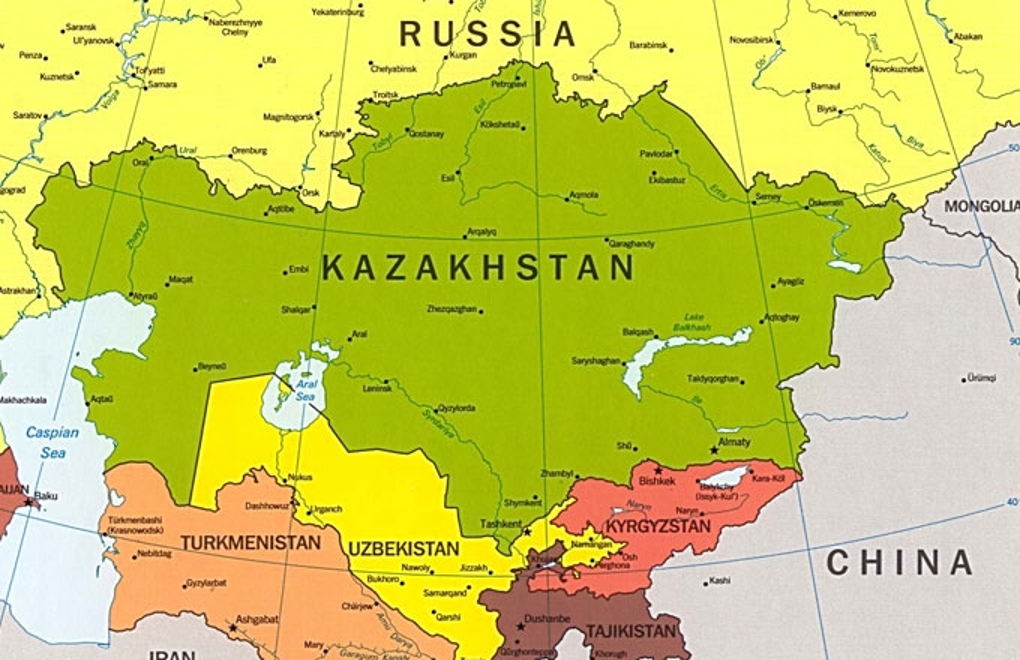 An illustrated map of the country of Kazakhstan