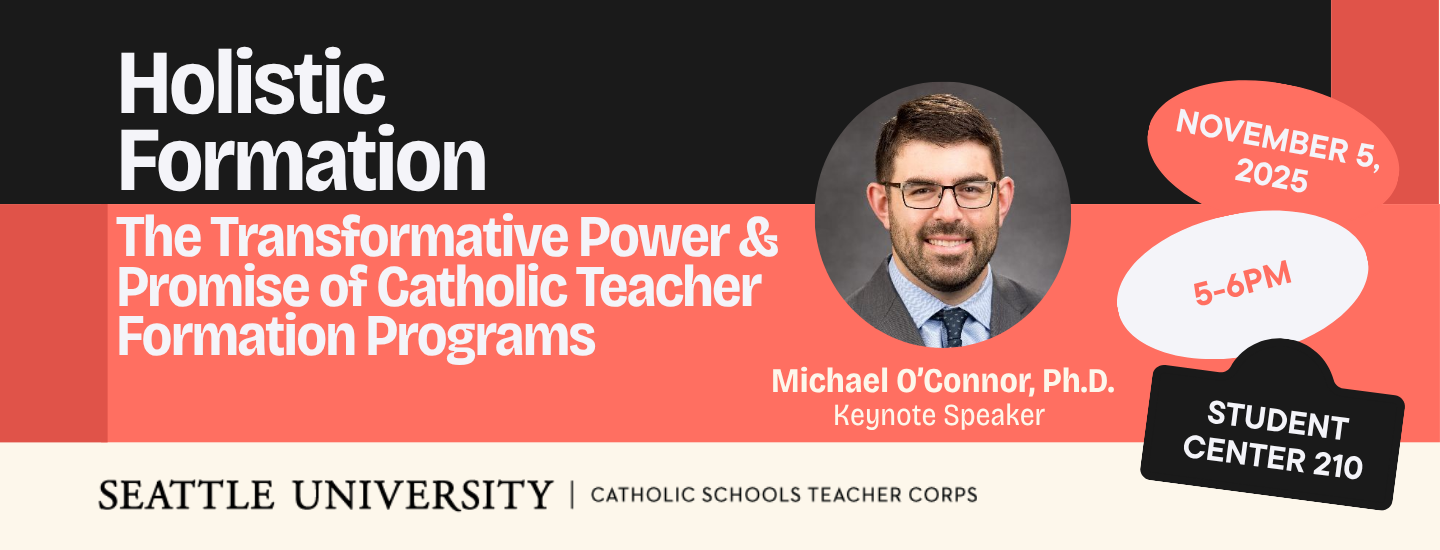 Flyer - Holistic Formation. Black, orange red, and cream background. Title and subtitle on the left side, keynote speaker headshot and name on the right side.