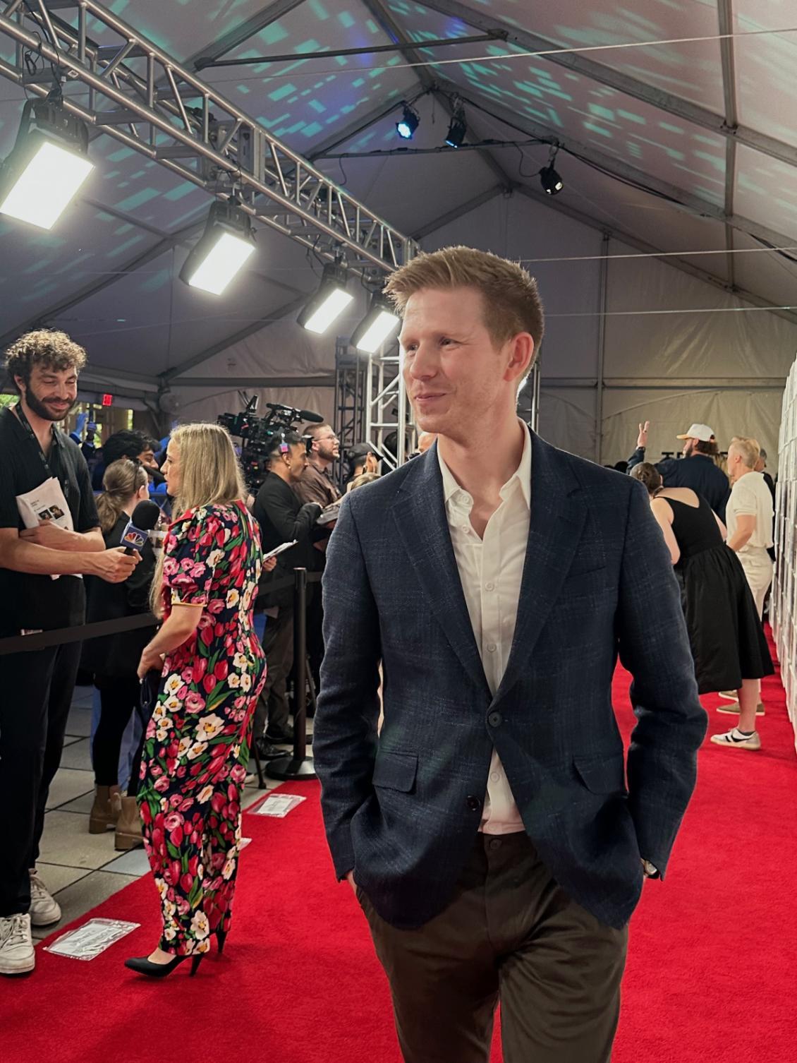 Kevin Eggers walks red carpet